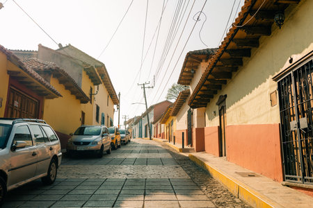 Streets in the cultural capital of Chiapas - San Cristobal de las Casas, Mexico. high quality photoのeditorial素材