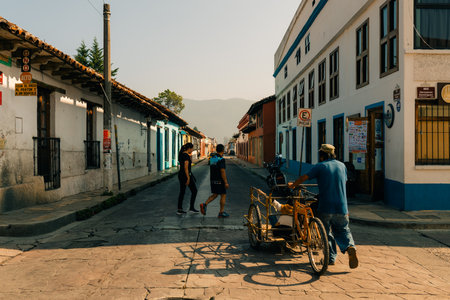 Streets in the cultural capital of Chiapas - San Cristobal de las Casas, Mexico. high quality photoのeditorial素材