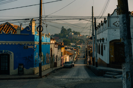 Streets in the cultural capital of Chiapas - San Cristobal de las Casas, Mexico. high quality photoのeditorial素材