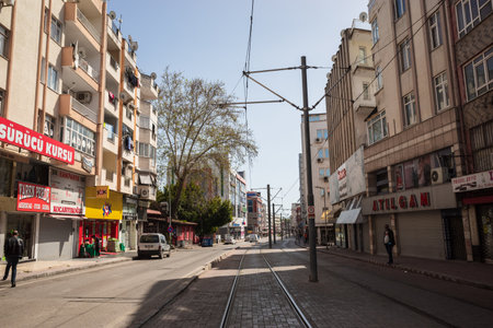January 2023 - Antalya, Turkey Rail track in the city. high quality photoのeditorial素材