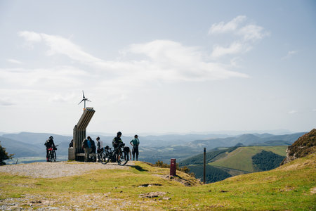 Sign of the Pass of Lepoeder on the French way (Camino Frances). Pyrenees, Spain. high quality photoのeditorial素材