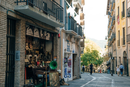 Apartment buildings in Pamplona, Spain - May 2023. High quality photoのeditorial素材