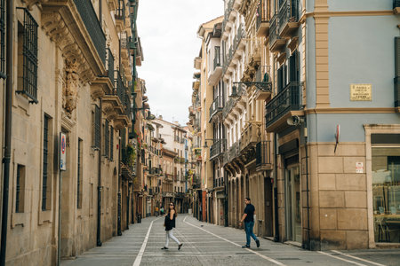 Apartment buildings in Pamplona, Spain - May 2023. High quality photoのeditorial素材