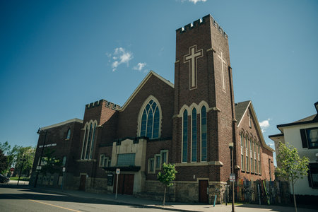 church in city thunder bay, canada - may 2023. High quality photo