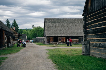 interiors in Fort William Historical Park, aboriginal village, Thunder Bay, Ontario, Canada - May 2023. High quality photoのeditorial素材