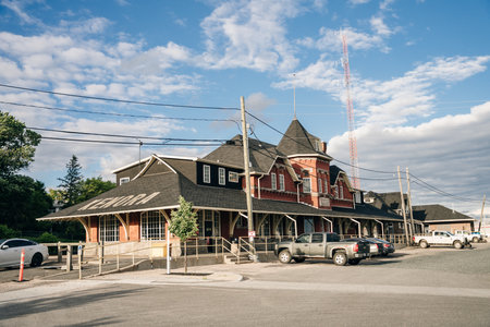 Railroad station, Kenora, Lake Of The Woods, Ontario, Canada - May 2023. High quality photo