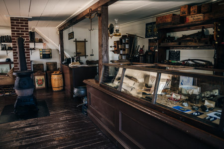 interiors in highland village museum in cape breton, nova scotia - oct, 2022. High quality photoのeditorial素材