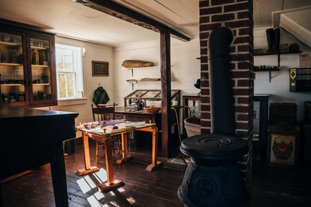 interiors in highland village museum in cape breton, nova scotia - oct, 2022. High quality photoのeditorial素材