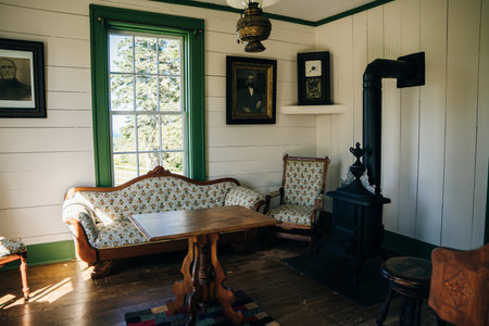 interiors in highland village museum in cape breton, nova scotia - oct, 2022. High quality photo