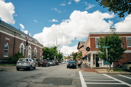 PORTSMOUTH, NH, USA - AUG. 2022 Historic buildings in downtown Portsmouth, New Hampshire, USA. high quality photoのeditorial素材