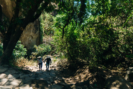 Tepozteco pyramid at Tepoztlan, Morelos, Mexico - April 2023. High quality photoのeditorial素材