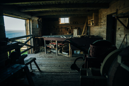 interiors in highland village museum in cape breton, nova scotia - oct, 2022. High quality photoのeditorial素材