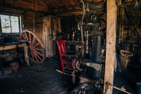interiors in highland village museum in cape breton, nova scotia - oct, 2022. High quality photoのeditorial素材