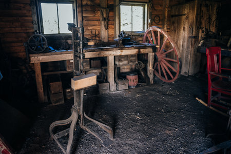 interiors in highland village museum in cape breton, nova scotia - oct, 2022. High quality photoのeditorial素材