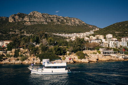 The harbor at Kas or Kash on the Mediterranean coast of Turkey - may 2023. High quality photoのeditorial素材
