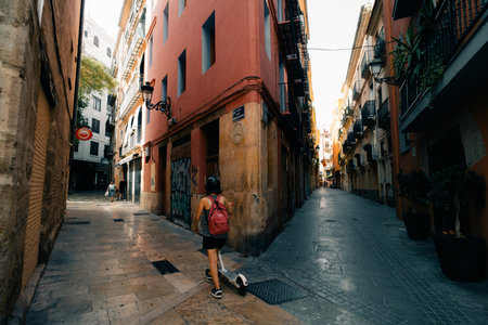 Valencia, Spain - October 18th 2023 Street in Valencia Spain. . High quality photoのeditorial素材