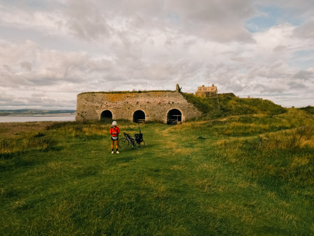 Lindisfarne Castle on the Northumberland coast, England. High quality photoの写真素材