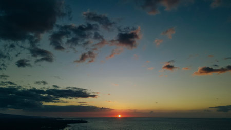 Amazing sea sunset, Nature landscape background in hawaii