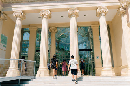 Crystal Palace in Retiro Park, Madrid, Spain - Sep 12th 2023. High quality photo