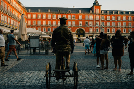 View of the famous Plaza Mayor in downtown Madrid, Spain - Sep 12th 2023. High quality photoのeditorial素材