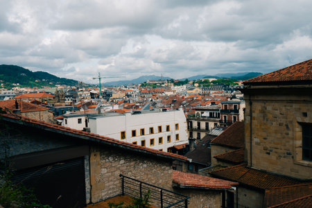 San Sebastian. Basque Country, Spain - September 13th 2023 Day view of street in San Sebastian. . High quality photoのeditorial素材