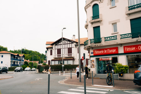 HENDAYE, FRANCE - JULy 12th 2023 - sign in Hendaye, a seashore resort coastal town in the Basque Country. High quality photoのeditorial素材