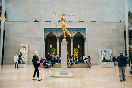 NEW YORK, USA - SEP 25th, 2023 Knights and armor room in the Metropolitan Museum of Art (the Met). High quality photoのeditorial素材