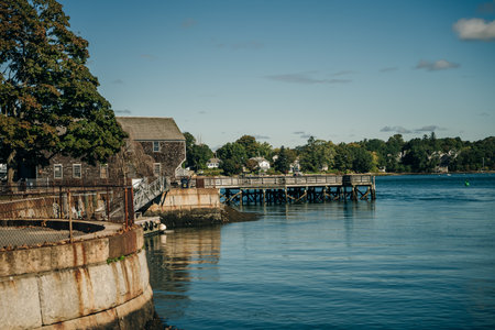 Portsmouth, NH, US-September 7th, 2023 Memorial Bridge over the Piscataqua River in Portsmouth. High quality photoの写真素材