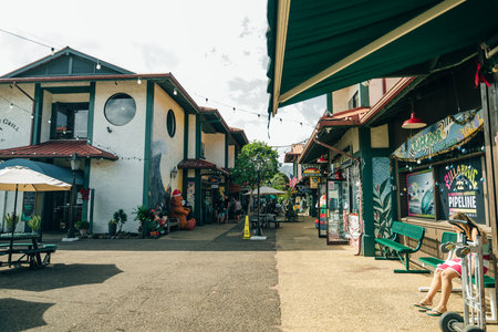 small town of Hanalei on the North Shore of Kauai Hawaii - Dec 2nd 2023. High quality photoのeditorial素材