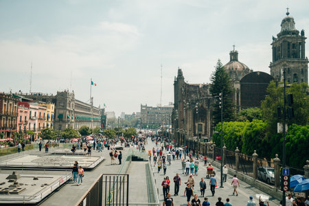 Mexico City, Mexico - May 11, 2023: View of the ancient Aztec archaeological site at Museo Templo Mayor. High quality photoのeditorial素材