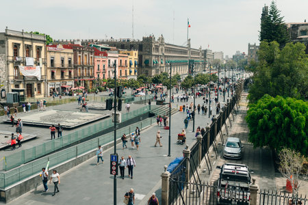 Mexico City, Mexico - May 11, 2023: View of the ancient Aztec archaeological site at Museo Templo Mayor. High quality photoのeditorial素材