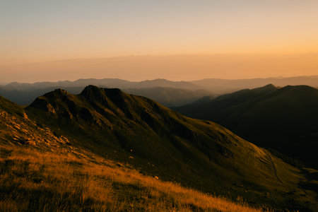 Amazing sunrise on the mountains Pyrenees. High quality photoの写真素材