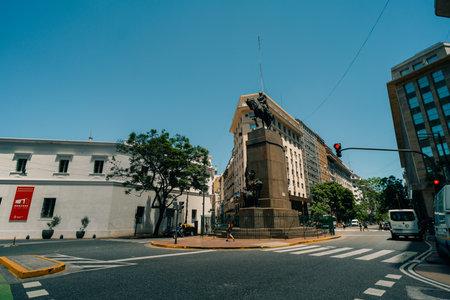 BUENOS AIRES, ARGENTINA - Dec 2th 2023 The Monument to Julio Roca, in downtown Buenos Aires. High quality photoのeditorial素材