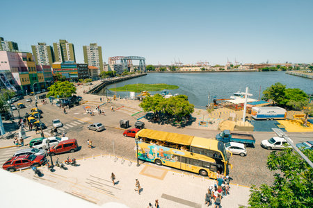 Buenos Aires, Argentina - Dec 2th 2023 panoramic view of La Boca neighborhood. High quality photoのeditorial素材