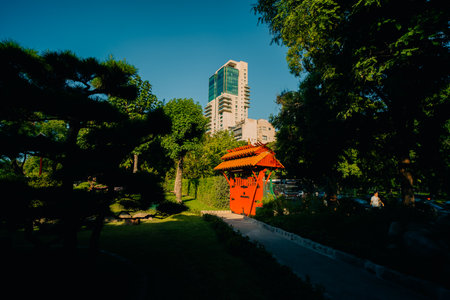 Buenos Aires, Argentina - Dec 14, 2023 The Buenos Aires Japanese Garden, Jardin Japones. High quality photoのeditorial素材