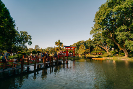 Buenos Aires, Argentina - Dec 14, 2023 The Buenos Aires Japanese Garden, Jardin Japones. High quality photoのeditorial素材