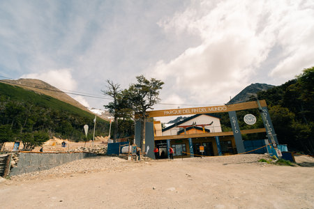 ranger houses at martial glacier, ushuaia, tierra del fuego, argentina - dec 2th 2023. High quality photoのeditorial素材