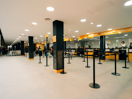 USHUAIA, ARGENTINA - Dec 2th 2023 - Interior view of malvinas argentinas ushuaia international airport. High quality photoのeditorial素材