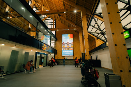 USHUAIA, ARGENTINA - Dec 2th 2023 - Interior view of malvinas argentinas ushuaia international airport. High quality photoのeditorial素材