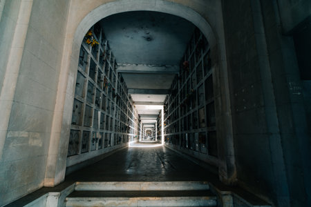 BUENOS AIRES, ARGENTINA - MARCH 4, 2023 Columbarium at Chacarita cemetery. High quality photoのeditorial素材