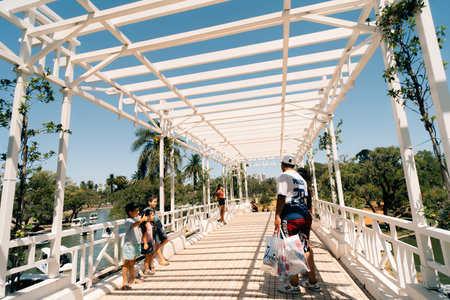 Buenos Aires, Argentina - Dec 2th 2023 A view of the rosedal at Bosques de Palermo Park. Palermo's Forest park. High quality photoのeditorial素材