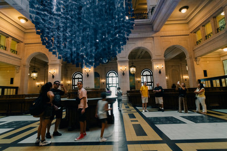 Buenos Aires, Argentina - May 19, 2023: Interior of Kirchner Cultural Center. High quality photoのeditorial素材