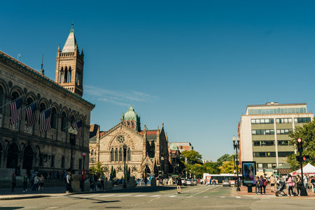 Panoramic picturesque financial downtown city view of Boston ,usa - Sep 2th 2023. High quality photoのeditorial素材