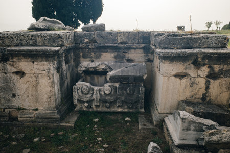 ancient basilica in antique city Hierapolis, Pamukkale, Turkey. High quality photo