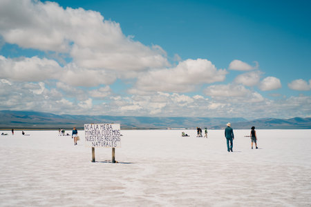 people on Pools in Salinas Grandes, Jujuy, Argentina - March 2nd 2024. High quality photoのeditorial素材