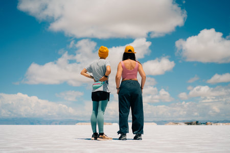tourist on Pools in Salinas Grandes, Jujuy, Argentina - mar 2th 2024. High quality photo