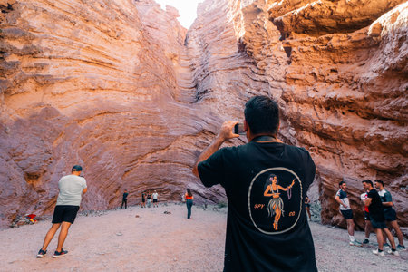 Natural amphitheater in the Quebrada de las Conchas, Cafayate, Argentina -Mar 12th 2024. High quality photoのeditorial素材