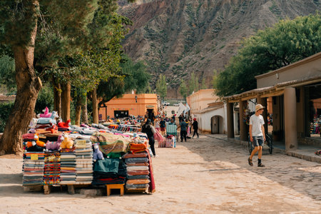 The town of Purmamarca in the Province of Jujuy in Argentina, South america - March 2nd 2024. High quality photoのeditorial素材