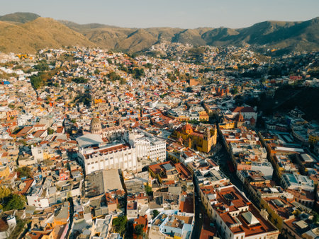 Aerial view of guanajuato with cathedral in mexico. High quality photoの写真素材
