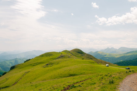 hiking trail in the Pyrenees mountains, Spain. High quality photo